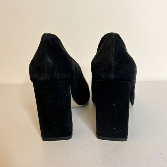 Jeffrey Campbell Black Suede High Vamp Square Toe Block Heel Pumps - Picture 5 of 7